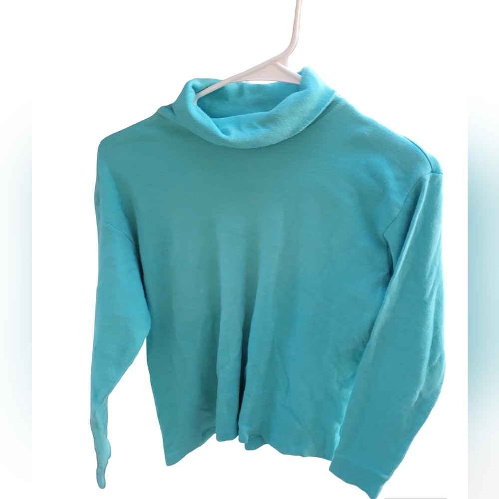 Vintage Obermeyer Blue Cotton Turtleneck Pullover Women's L